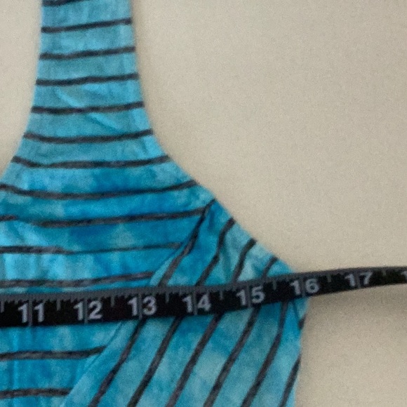 BUFFALO Capri blue, long, striped, high-low maxi dress, racer back. L - Picture 13 of 14